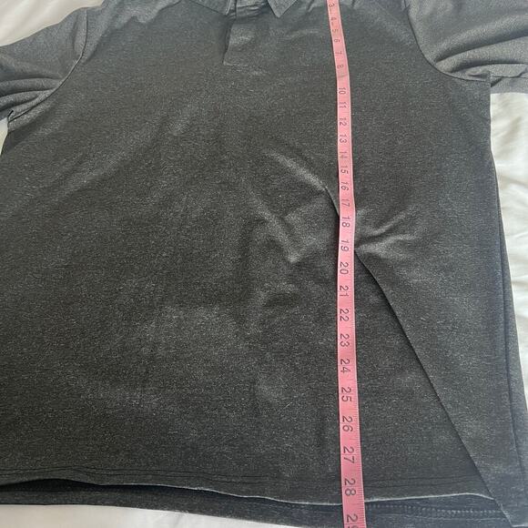 ✨Yong Horse Men’s Polo Shirt XXL Black Gray Striped Collar Short Sleeve NWT - Picture 4 of 5